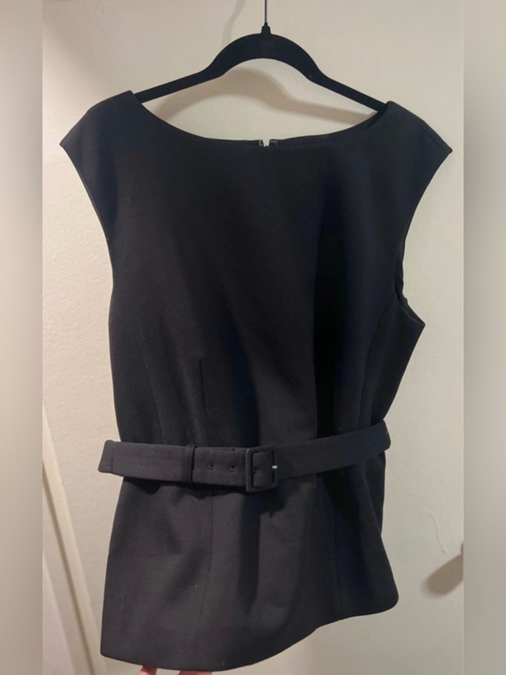 Ann Taylor Double Knit Sleeveless Belted Top